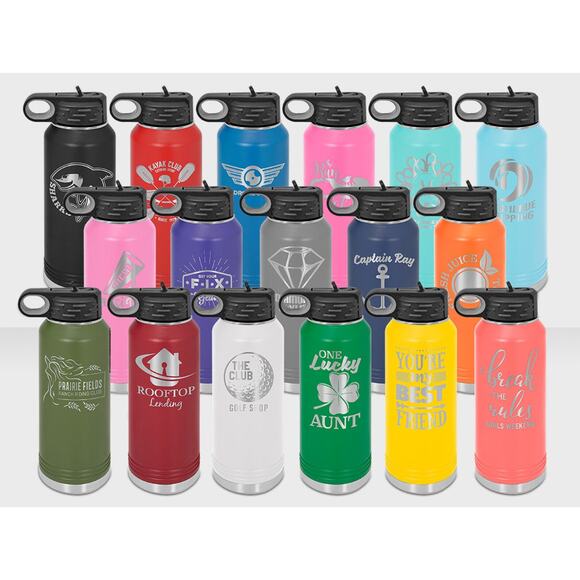 Custom Engraved 32oz Water Bottle Logo Tumbler Gift Personalized Name Marketing - Picture 2 of 3